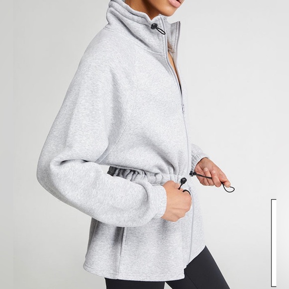 PacSun Tops - PacSun Winter Cinch Me Jacket XS Gray Soft Fleece Lined Full Zip Sweatshirt